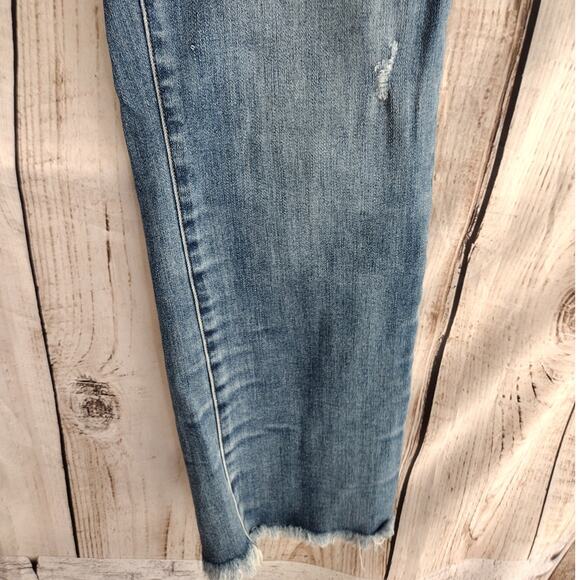 Risen Stretch High Rise Medium Wash Raw Hem Straight Jean 2X 18 20 Plus XRDP1282 - Picture 3 of 12